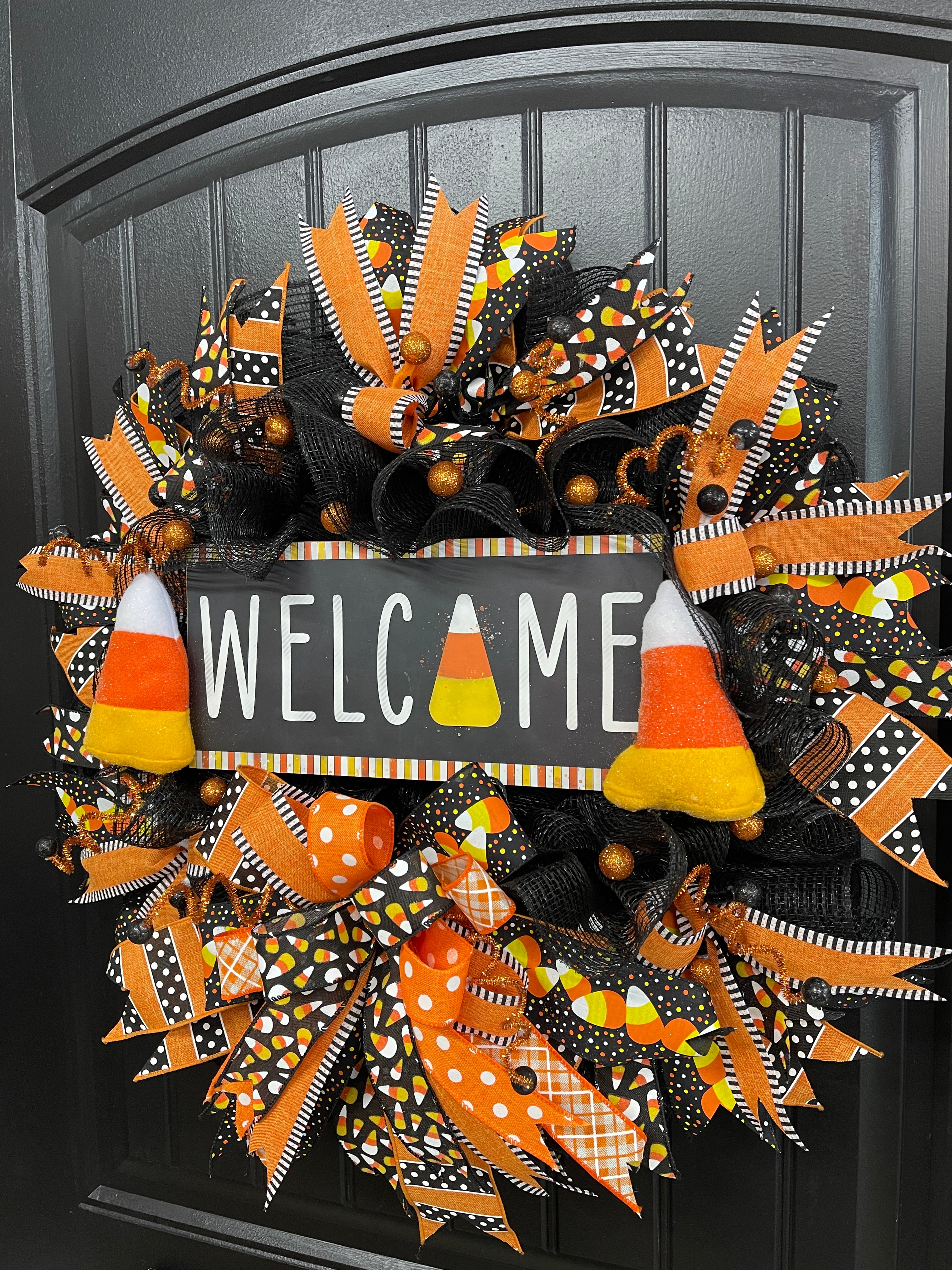 Candy Corn Welcome Wreath for Halloween, KatsCreationsNMore