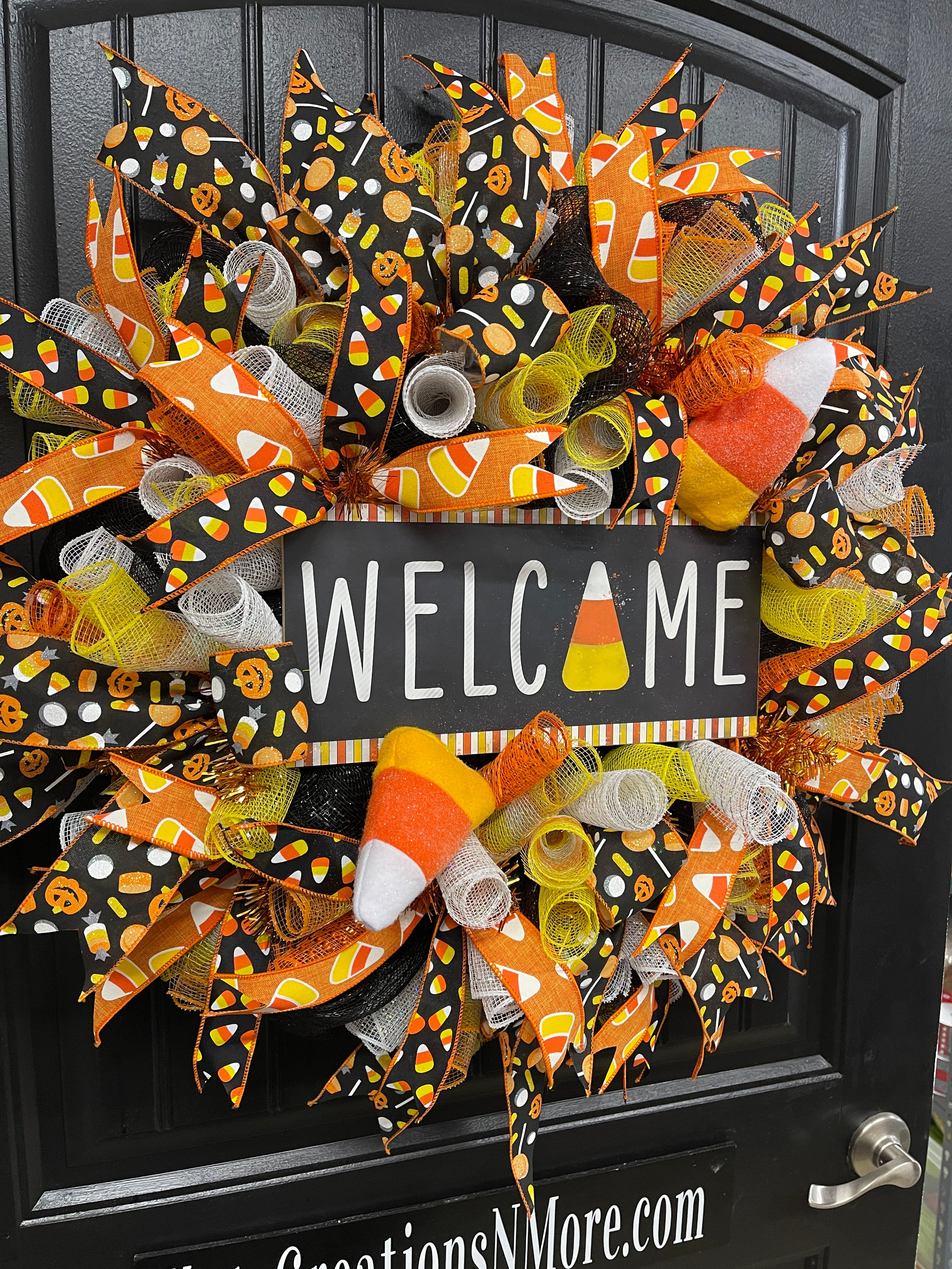 Candy Corn Halloween Welcome Wreath