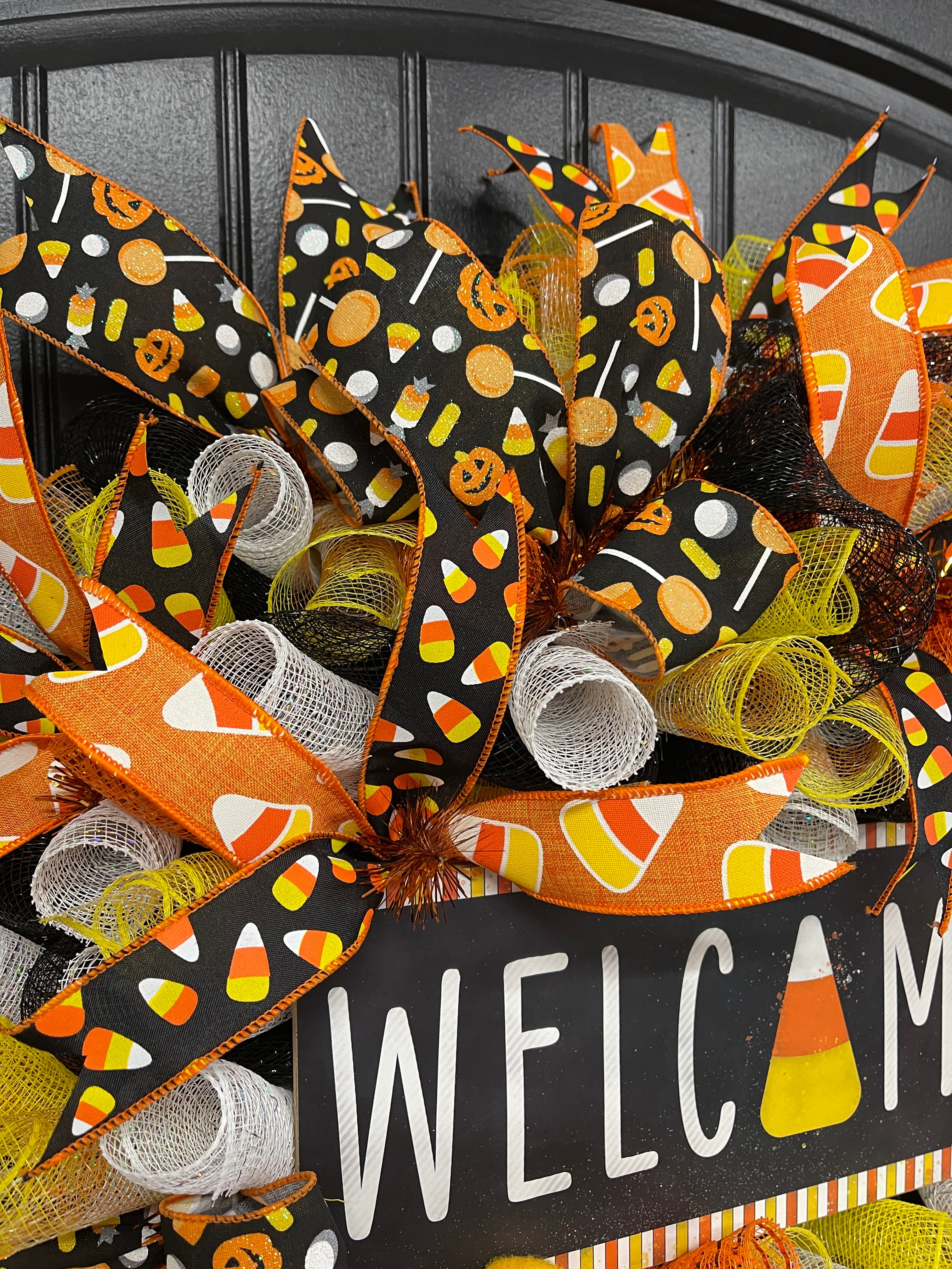 Candy Corn Halloween Welcome Wreath
