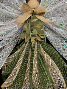 Army Military Angel Tree Topper Wreath, Graveside Memorial
