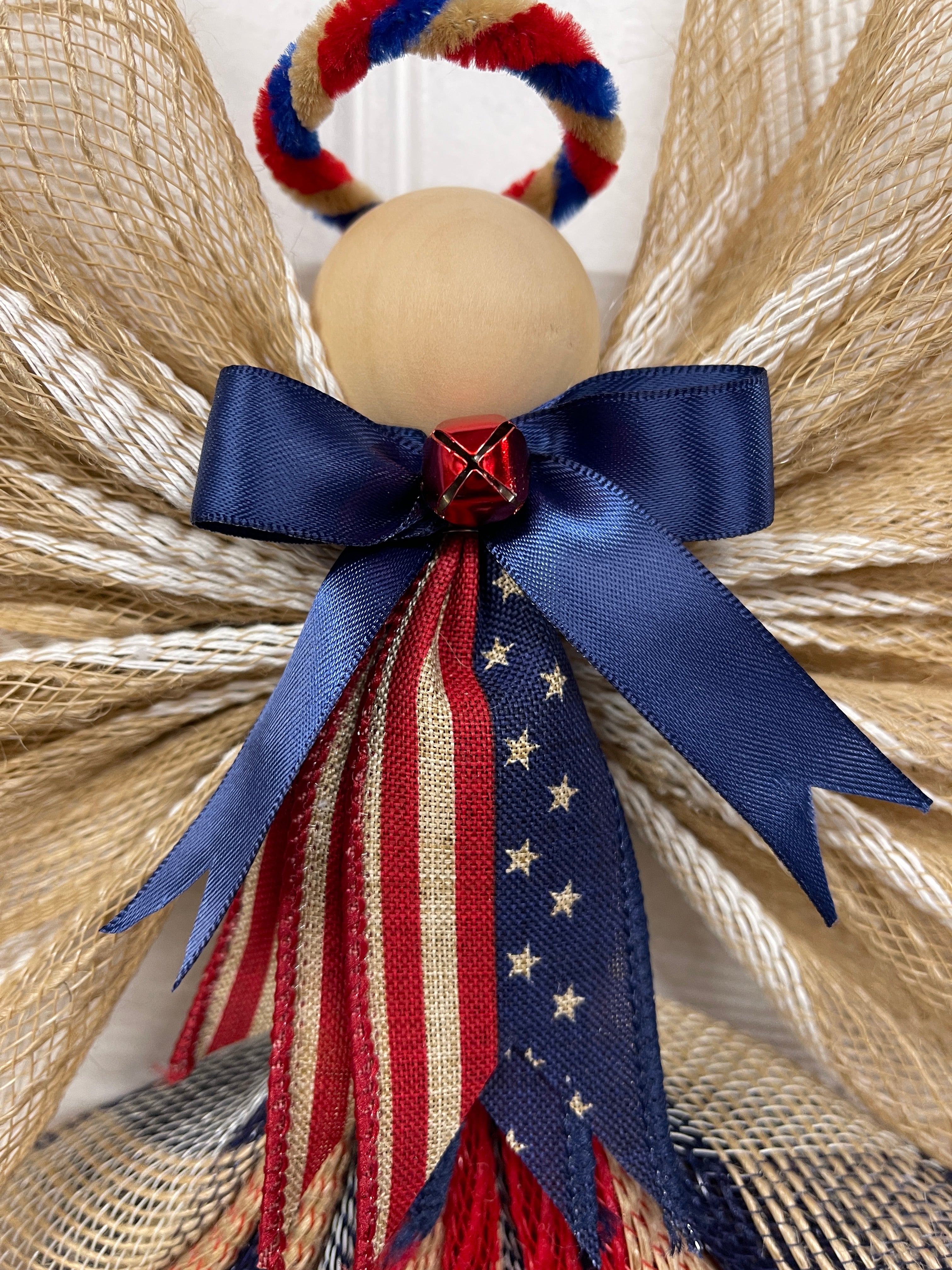 2023 Americana Charity Angel Tree Topper Wreath, KatsCreationsNMore