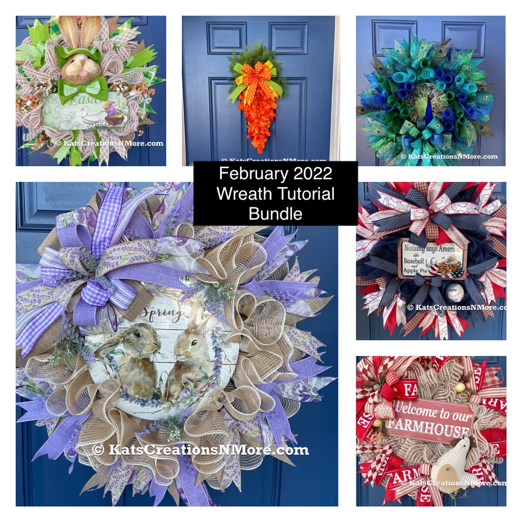 Photo of the wreath designs that are available in the February 2022 wreath tutorial bundle