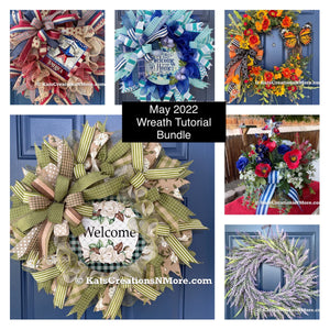 Photo of all of the tutorials offered in the May 2022 wreath making tutorial bundle