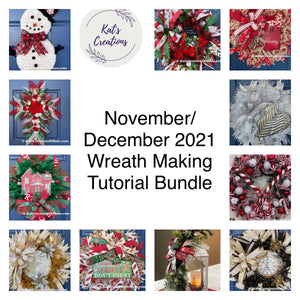 Photo of all of the tutorials offered in the November -December 2021 wreath making tutorial bundle