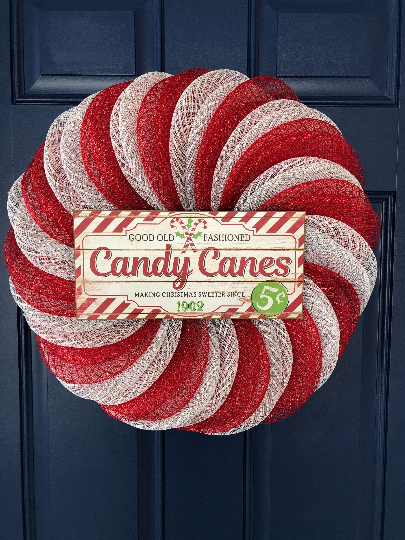 Candy cane Christmas wreath
